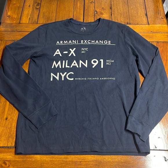 Armani exchange blue thermal style long sleeve tshirt - Picture 1 of 3